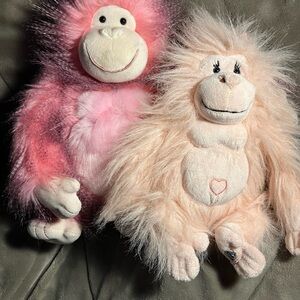 Vintage Ganz Glamorous Gorilla Pink Plush 9" & Gund Ramona Stuffed  Animal